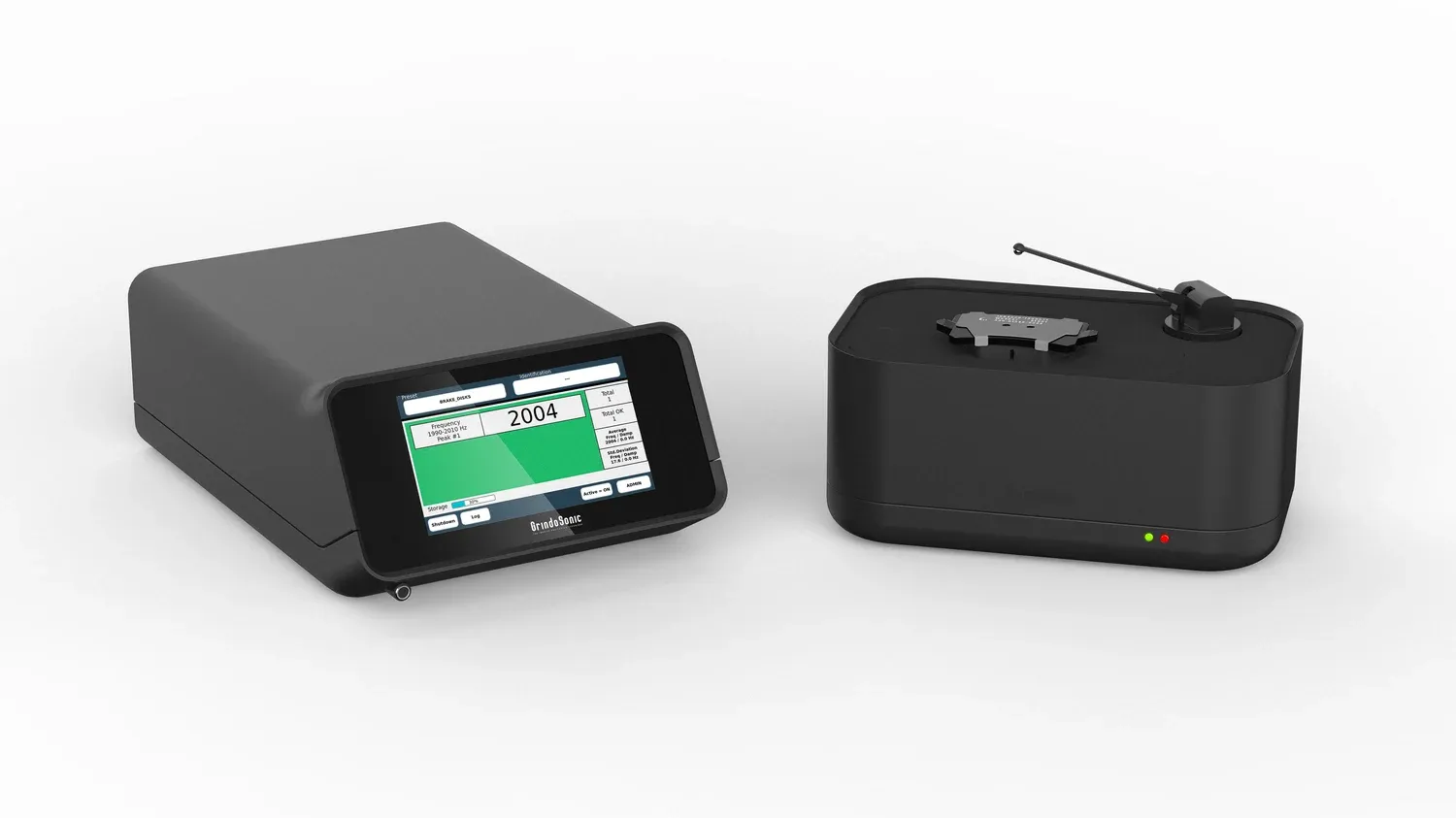 GrindoSonic MK7 and Measurement Station showing a green GO pass result